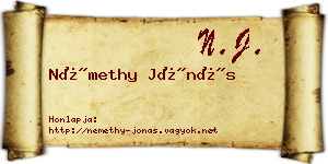 Némethy Jónás névjegykártya