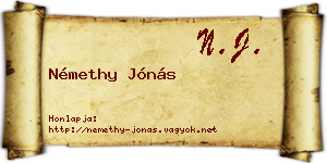 Némethy Jónás névjegykártya